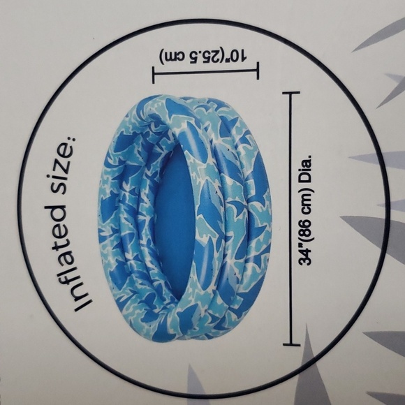 Tommy Bahama Kids NWT 34-inch Round Inflatable Shark Pool - Picture 5 of 6